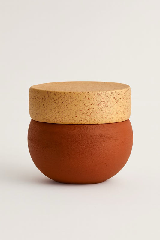 Red Clay Jar with Speckled Lid